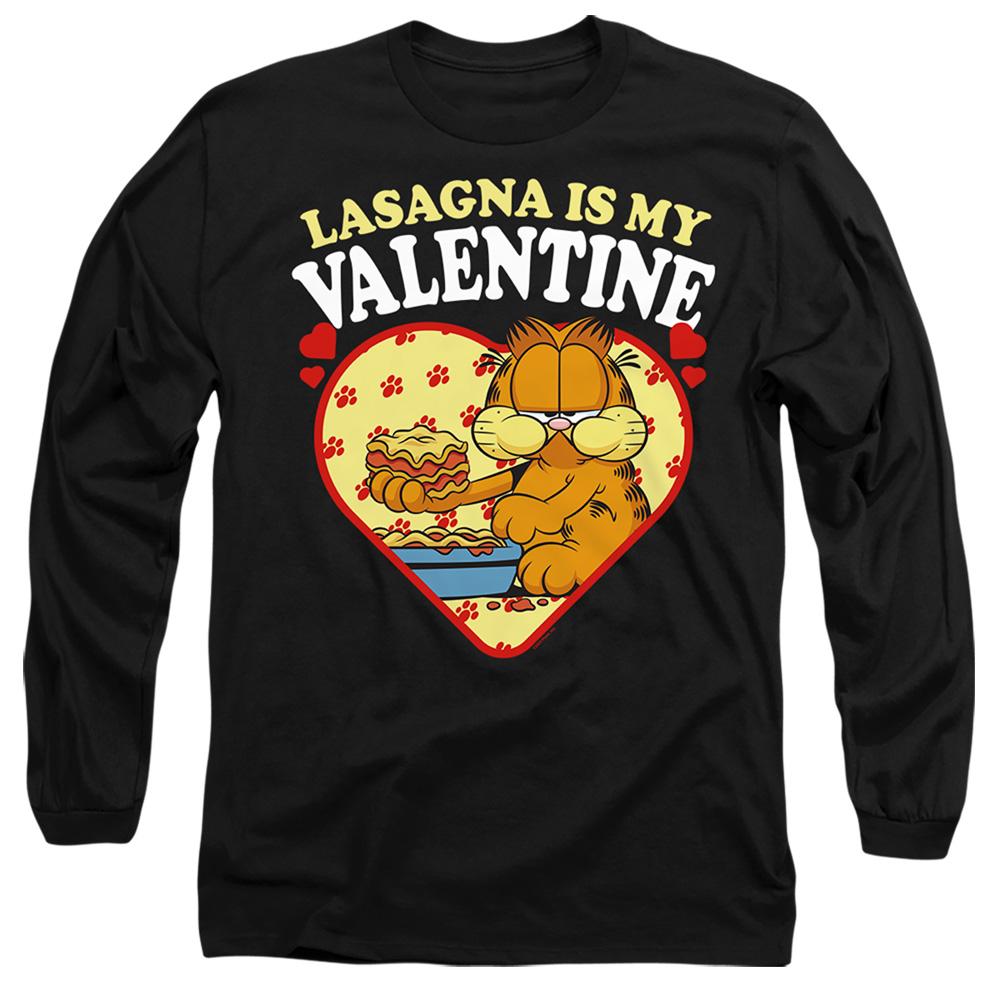 Black - Back - Garfield Unisex Adult Lasagna Is My Valentine Long-Sleeved T-Shirt