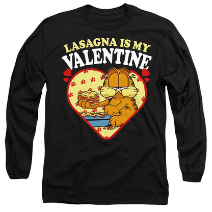 Black - Back - Garfield Unisex Adult Lasagna Is My Valentine Long-Sleeved T-Shirt