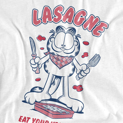 White - Side - Garfield Womens-Ladies Lasagne T-Shirt