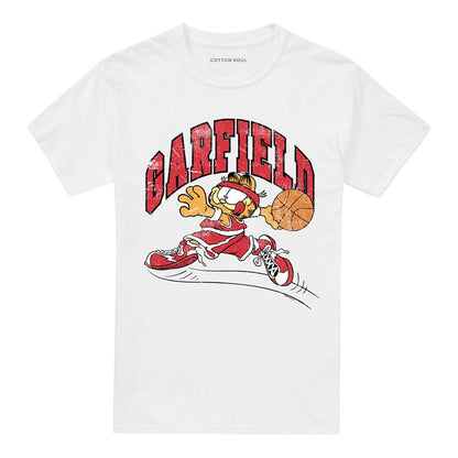 White - Front - Garfield Unisex Adult Basketball T-Shirt