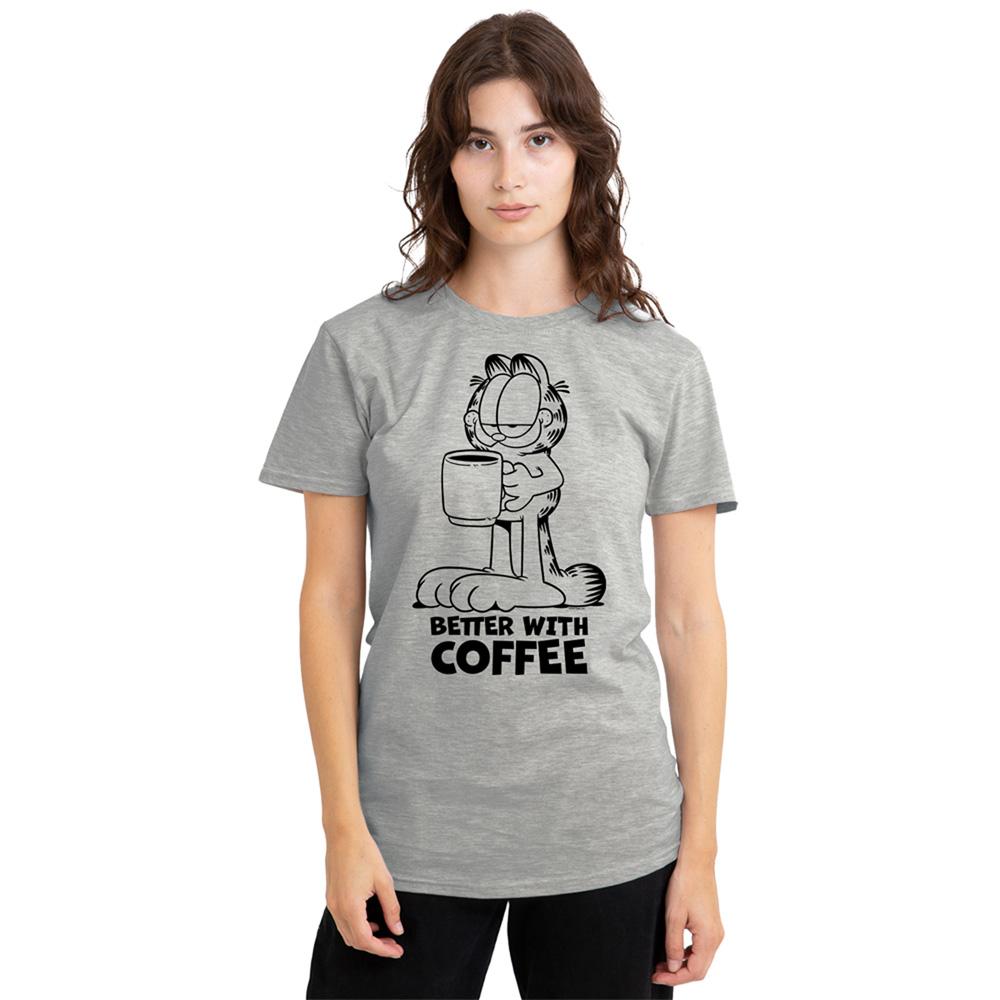 Athletic Heather - Back - Garfield Womens-Ladies Better With Coffee Heather T-Shirt