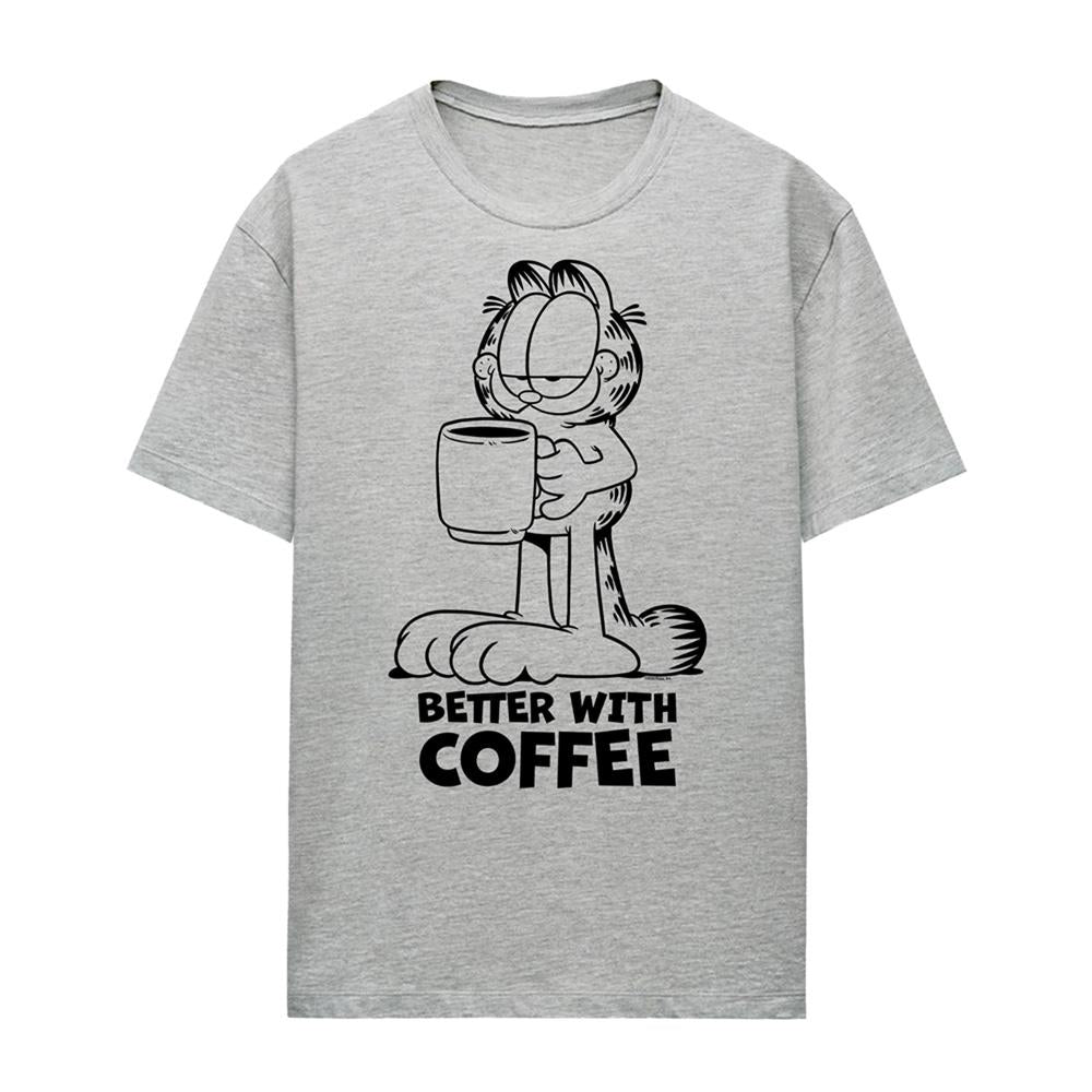 Athletic Heather - Front - Garfield Womens-Ladies Better With Coffee Heather T-Shirt