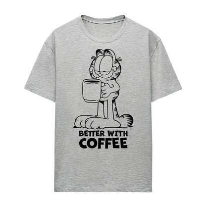 Athletic Heather - Front - Garfield Womens-Ladies Better With Coffee Heather T-Shirt