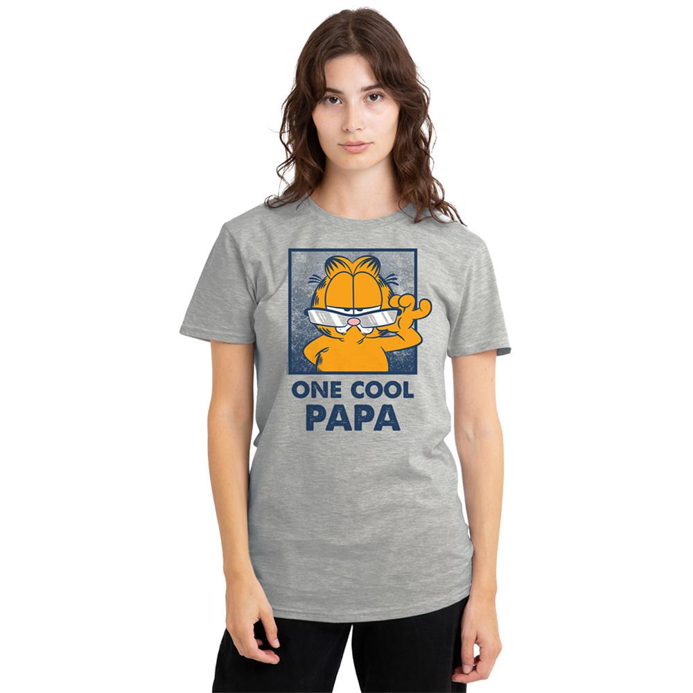 Athletic Heather - Back - Garfield Womens-Ladies One Cool Papa Heather Fathers Day T-Shirt