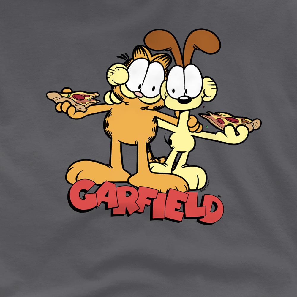 Charcoal - Side - Garfield Unisex Adult Odie Pizza T-Shirt