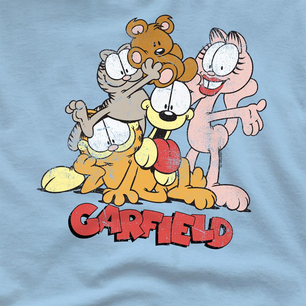 Light Blue - Side - Garfield Unisex Adult Friends Group T-Shirt