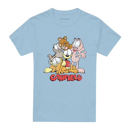 Light Blue - Front - Garfield Unisex Adult Friends Group T-Shirt