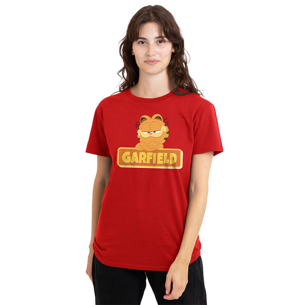 Red - Back - Garfield Movie Womens-Ladies Logo T-Shirt