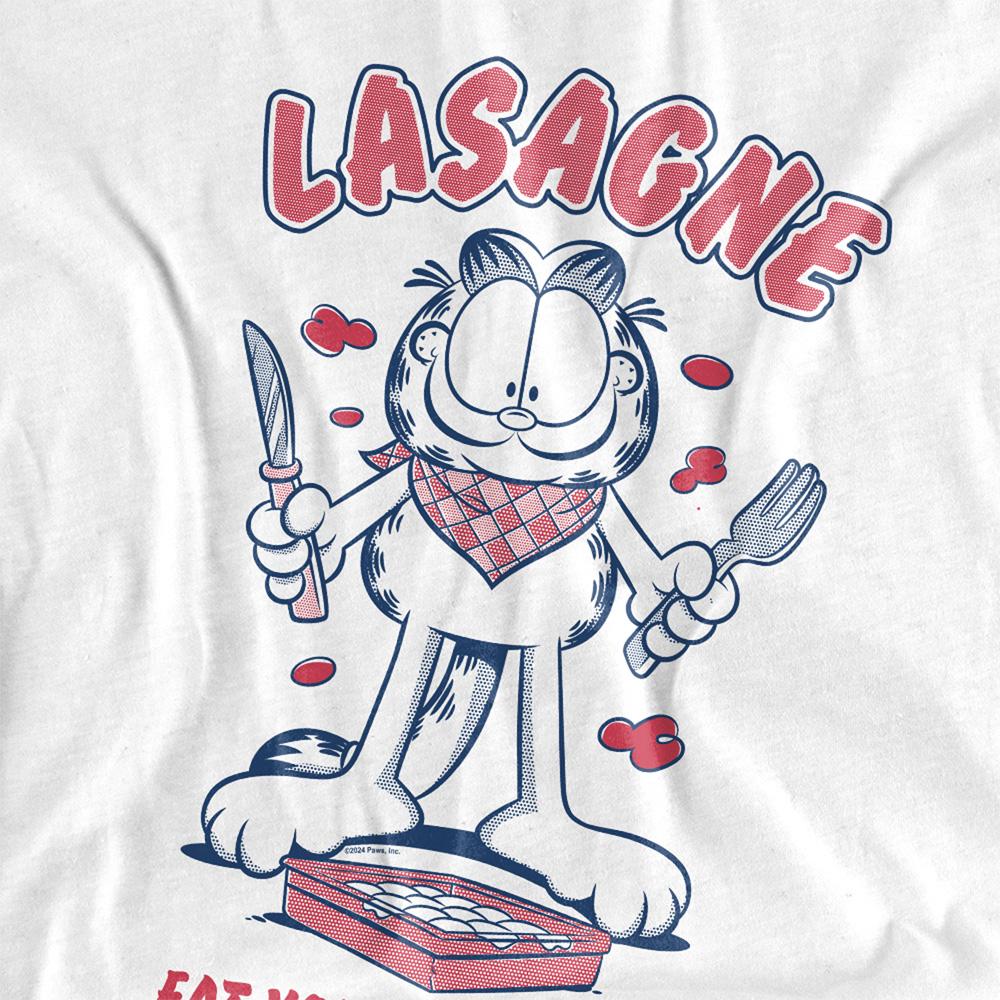 White - Side - Garfield Unisex Adult Lasagne T-Shirt