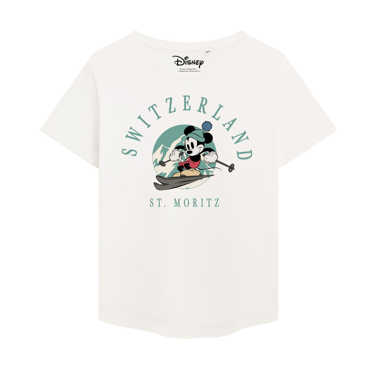 Vintage White - Front - Disney Womens-Ladies ST. Moritz Mickey Mouse T-Shirt