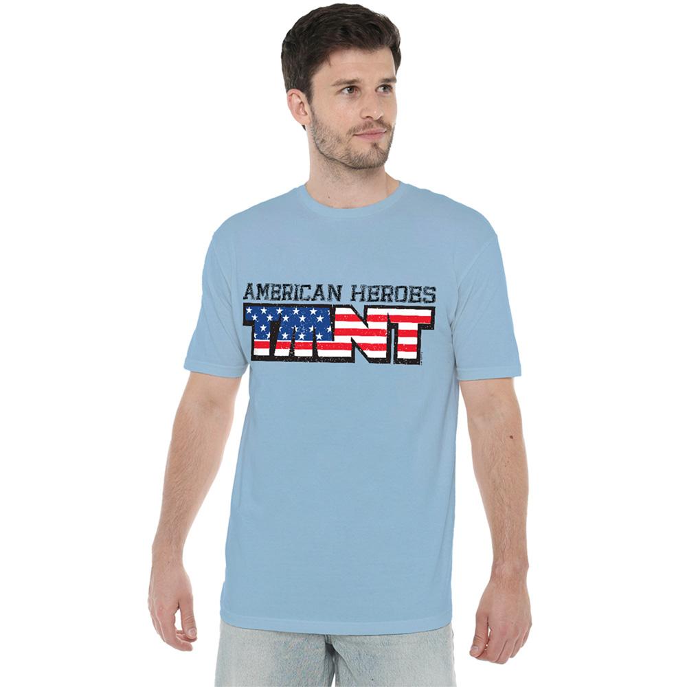 Light Blue - Back - Teenage Mutant Ninja Turtles Unisex Adult American Heroes T-Shirt