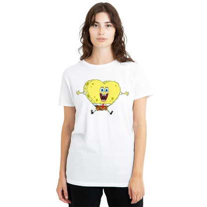 White - Back - SpongeBob SquarePants Womens-Ladies Heart Valentine`s Day T-Shirt