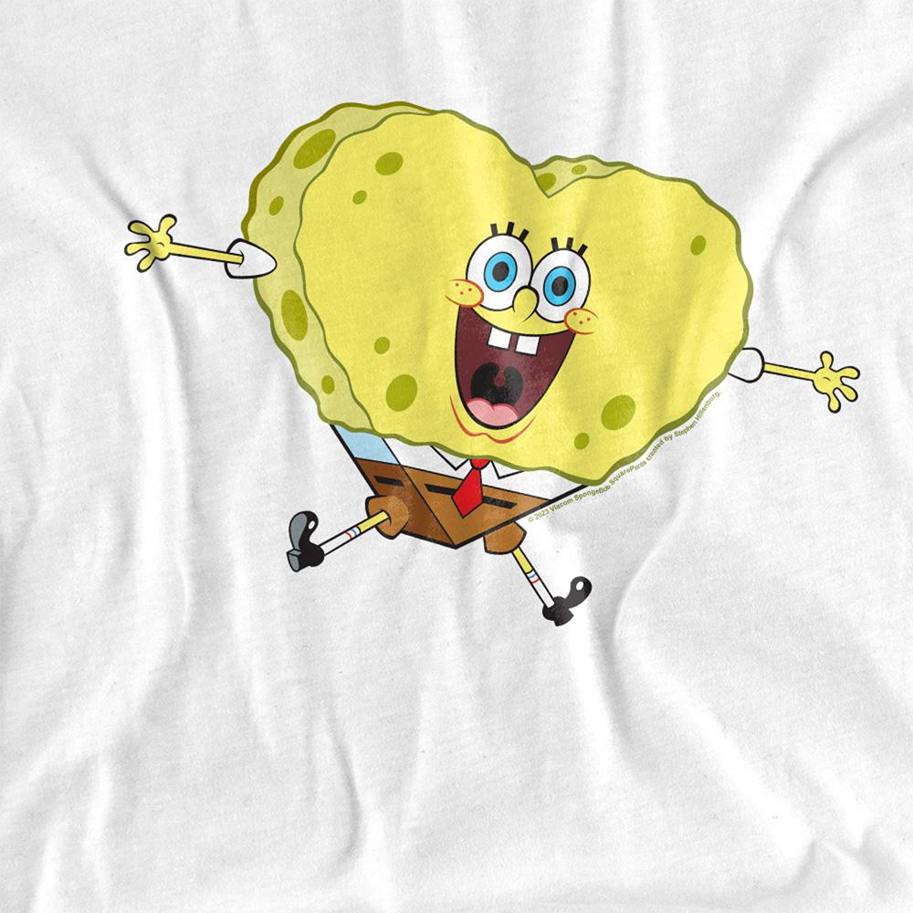 White - Side - SpongeBob SquarePants Womens-Ladies Heart Valentine`s Day T-Shirt