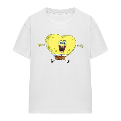 White - Front - SpongeBob SquarePants Womens-Ladies Heart Valentine`s Day T-Shirt