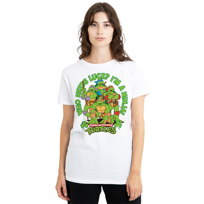 White - Back - Teenage Mutant Ninja Turtles Womens-Ladies Who Needs Luck St Patricks Day T-Shirt