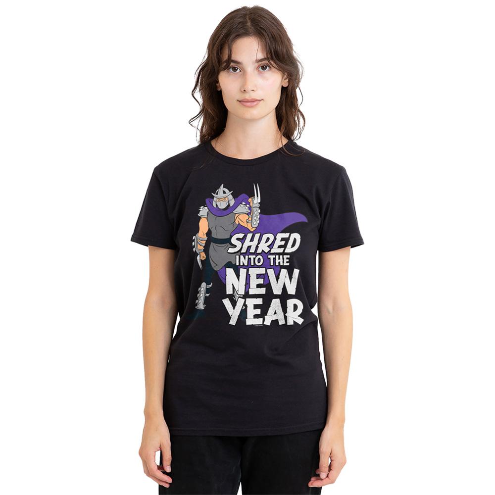 Black - Back - Teenage Mutant Ninja Turtles Womens-Ladies Shred Into The New Year Shredder T-Shirt