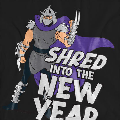 Black - Side - Teenage Mutant Ninja Turtles Womens-Ladies Shred Into The New Year Shredder T-Shirt