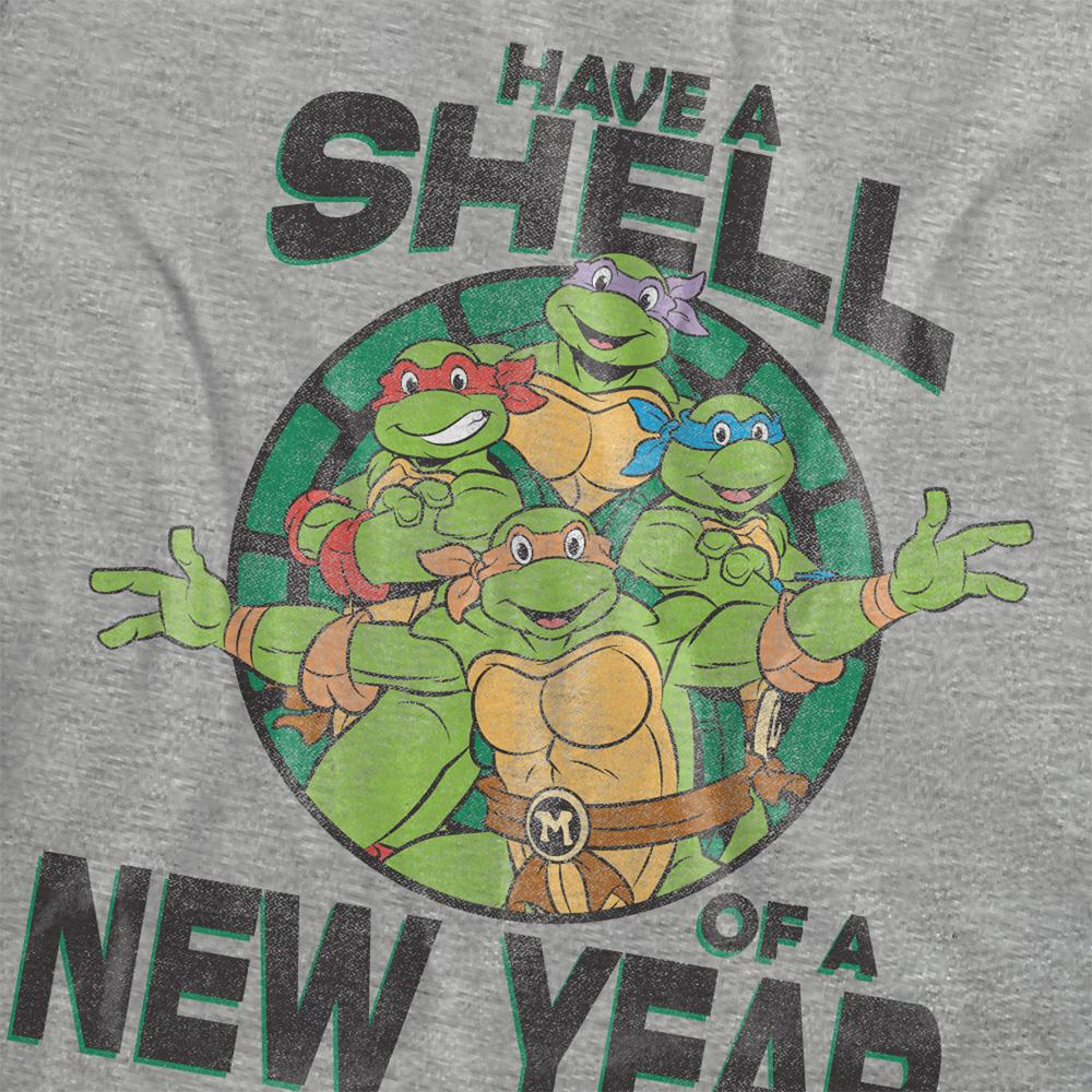 Athletic Heather - Side - Teenage Mutant Ninja Turtles Womens-Ladies Have A Shell Of A New Year Heather T-Shirt