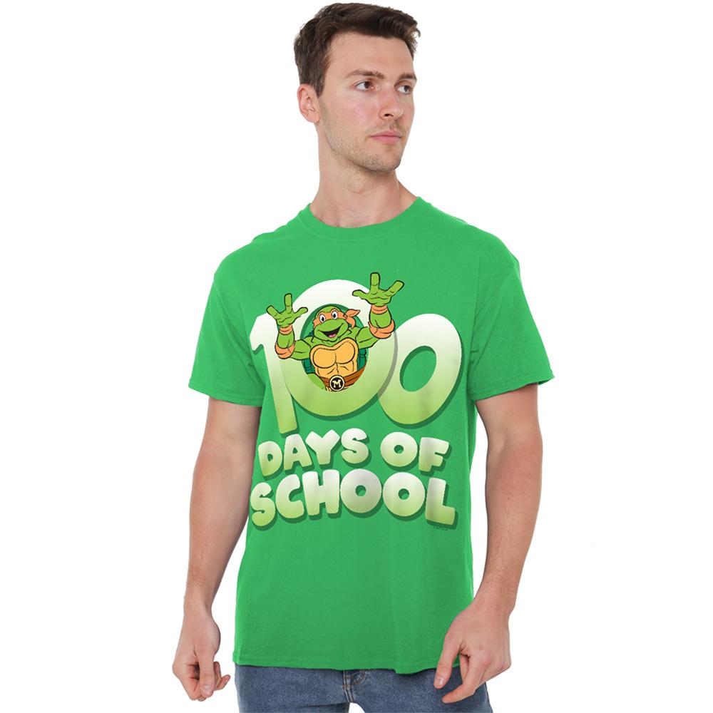 Kelly Green - Back - Teenage Mutant Ninja Turtles Unisex Adult 100 Days Of School T-Shirt