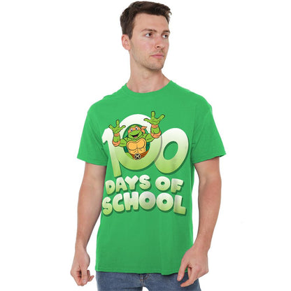 Kelly Green - Back - Teenage Mutant Ninja Turtles Unisex Adult 100 Days Of School T-Shirt