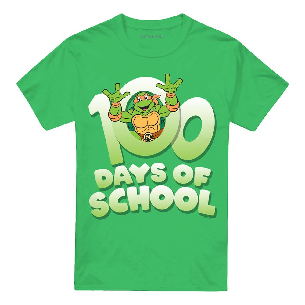 Kelly Green - Front - Teenage Mutant Ninja Turtles Unisex Adult 100 Days Of School T-Shirt
