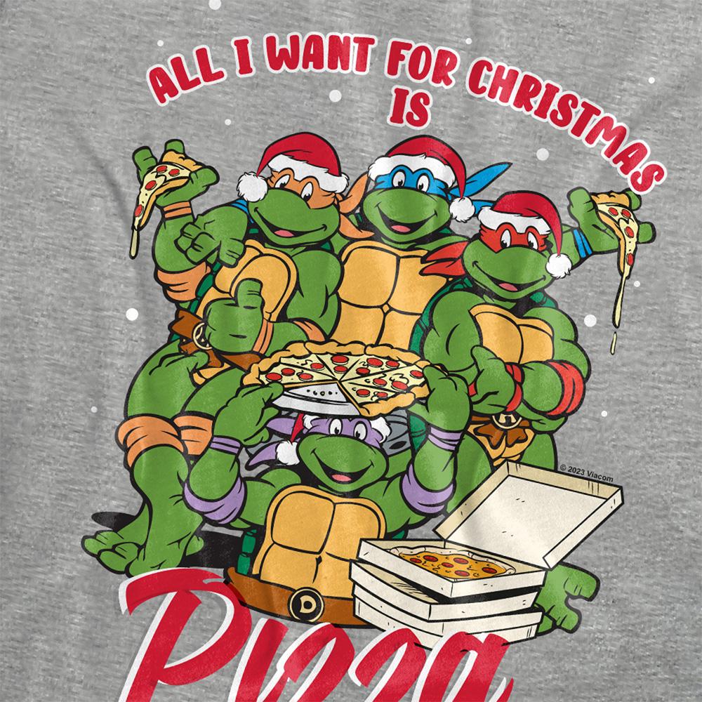 Athletic Heather - Side - Teenage Mutant Ninja Turtles Womens-Ladies All I Want For Christmas Is Pizza Heather T-Shirt