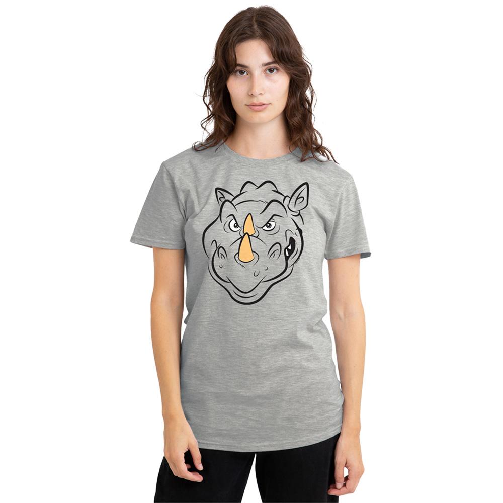Athletic Heather - Back - Teenage Mutant Ninja Turtles Womens-Ladies Rocksteady Face Heather T-Shirt