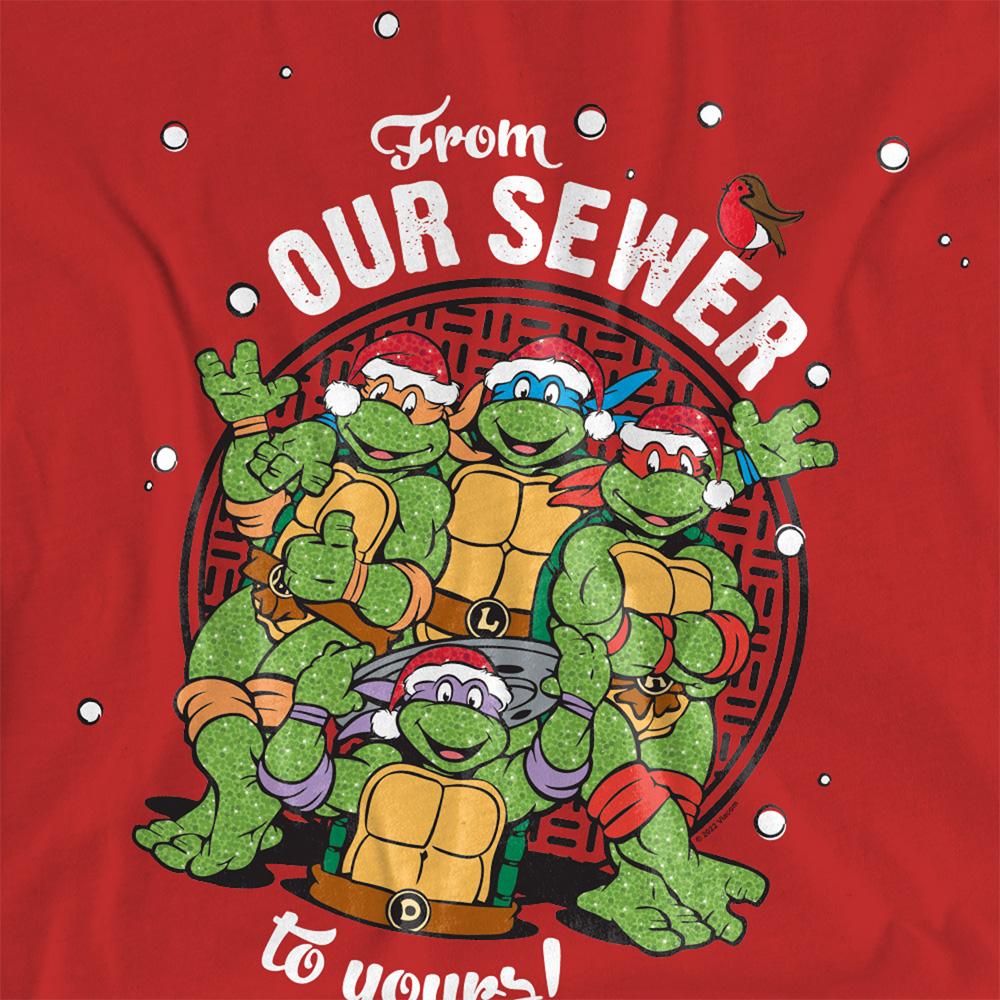 Red - Side - Teenage Mutant Ninja Turtles Womens-Ladies From Our Sewer To Yours T-Shirt