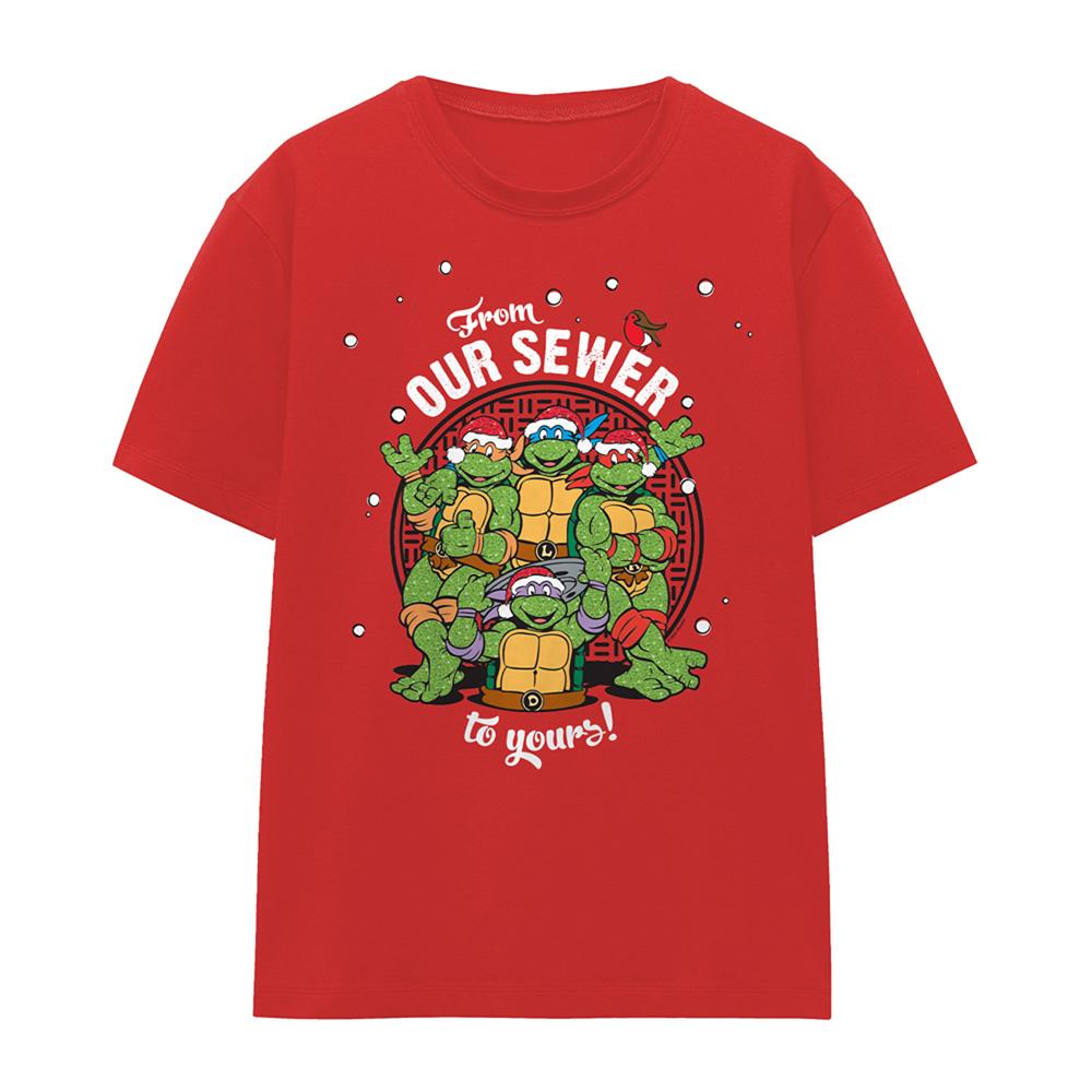 Red - Front - Teenage Mutant Ninja Turtles Womens-Ladies From Our Sewer To Yours T-Shirt