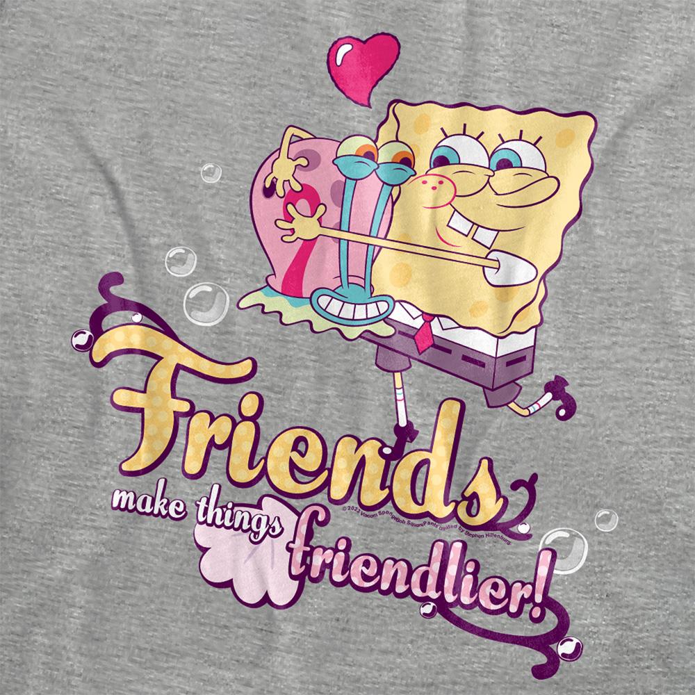 Athletic Heather - Side - SpongeBob SquarePants Womens-Ladies Best Friends Gary Heather Valentine`s Day T-Shirt