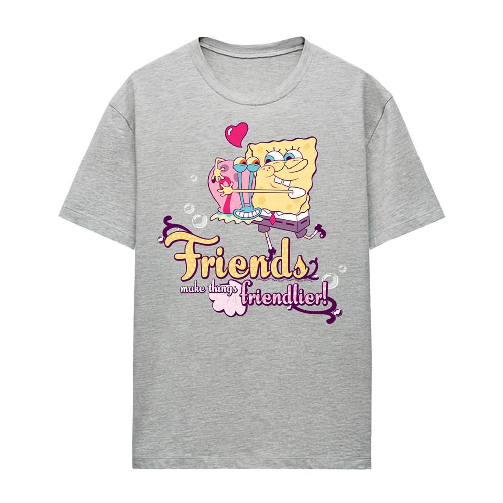 Athletic Heather - Front - SpongeBob SquarePants Womens-Ladies Best Friends Gary Heather Valentine`s Day T-Shirt