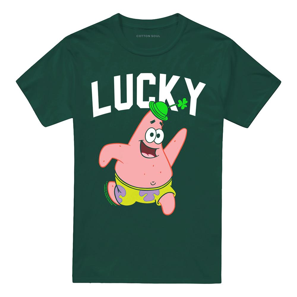 Hunter Green - Front - SpongeBob SquarePants Unisex Adult Lucky St Patricks Day T-Shirt