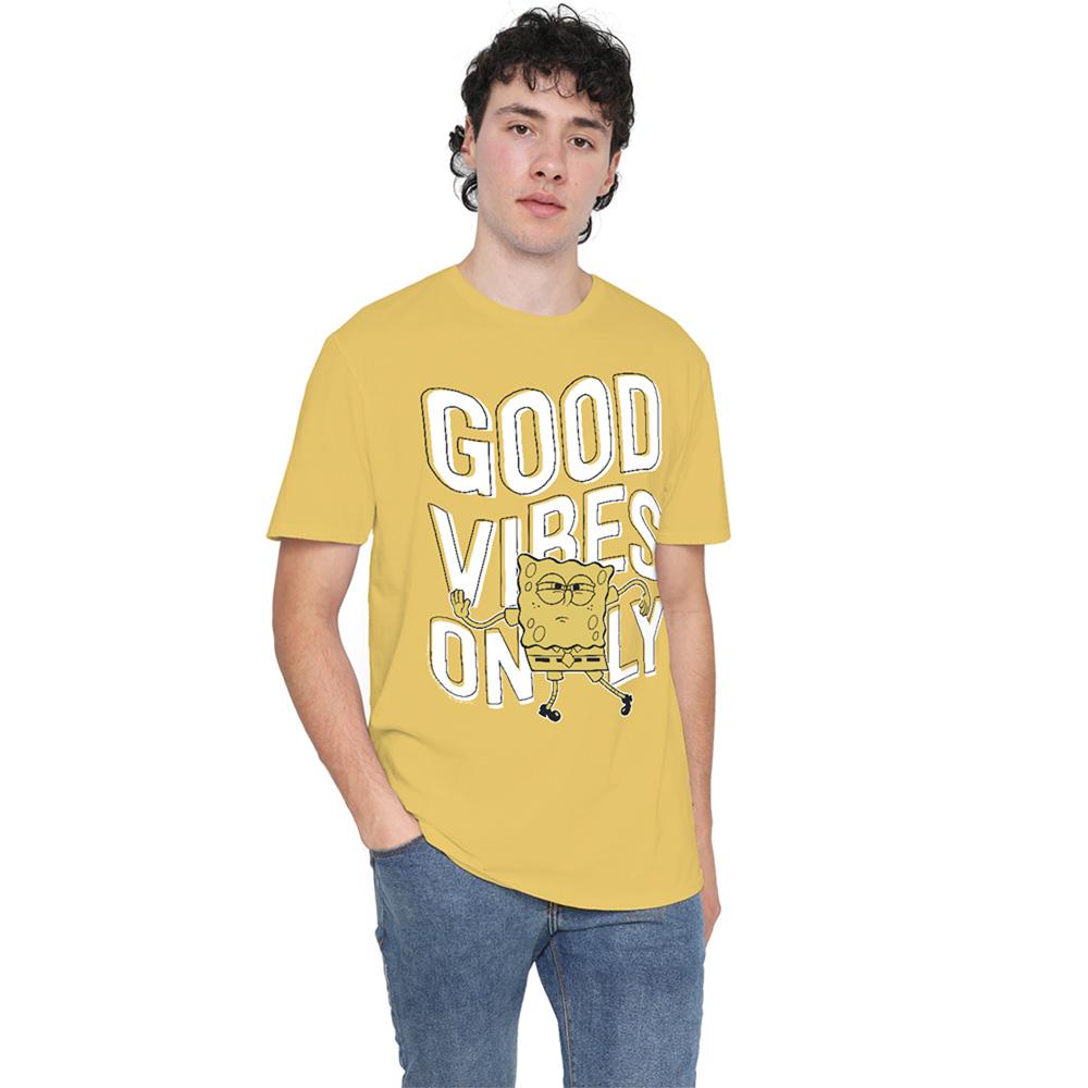 Banana Yellow - Back - SpongeBob SquarePants Unisex Adult Good Vibes Only T-Shirt