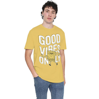 Banana Yellow - Back - SpongeBob SquarePants Unisex Adult Good Vibes Only T-Shirt