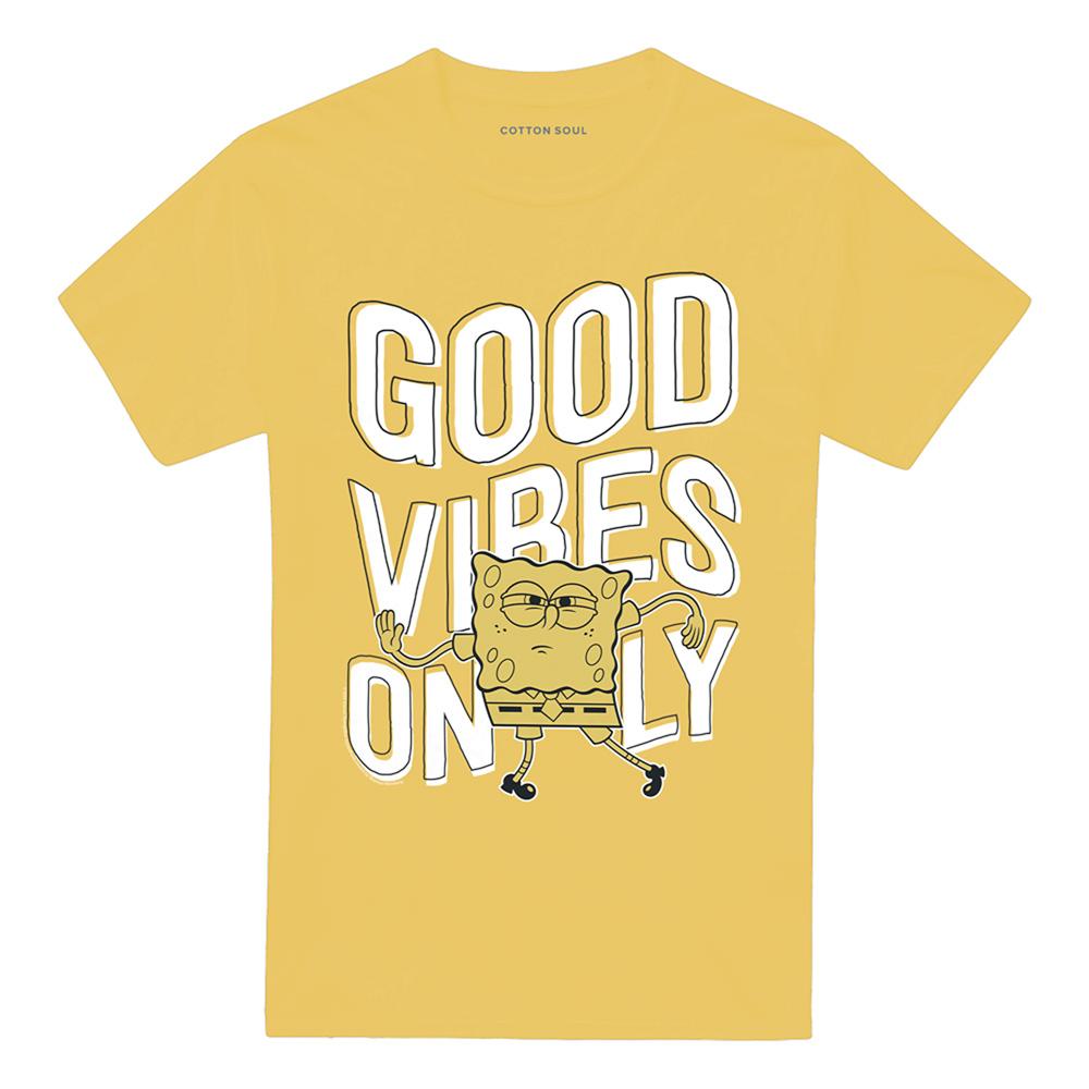 Banana Yellow - Front - SpongeBob SquarePants Unisex Adult Good Vibes Only T-Shirt