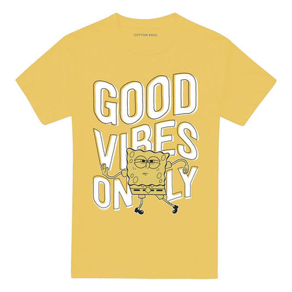 Banana Yellow - Front - SpongeBob SquarePants Unisex Adult Good Vibes Only T-Shirt