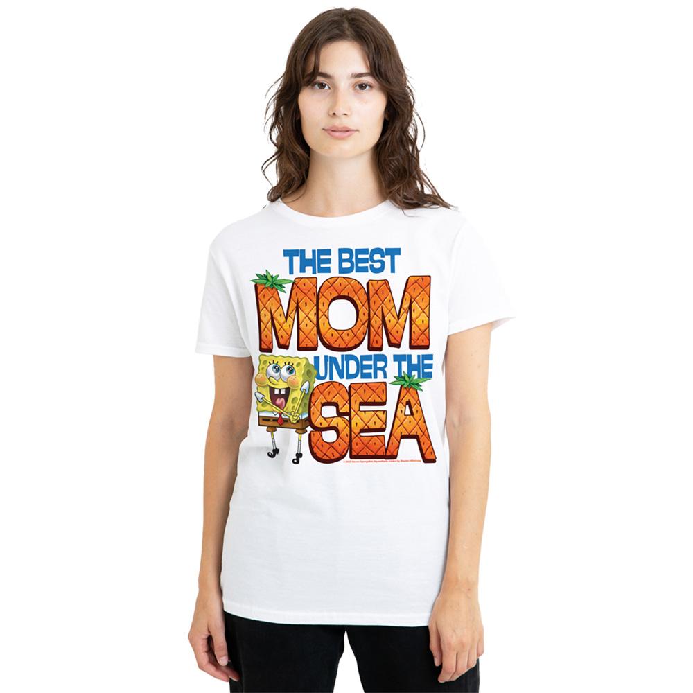 White - Back - SpongeBob SquarePants Womens-Ladies Best Mom Under The Sea Mothers Day T-Shirt