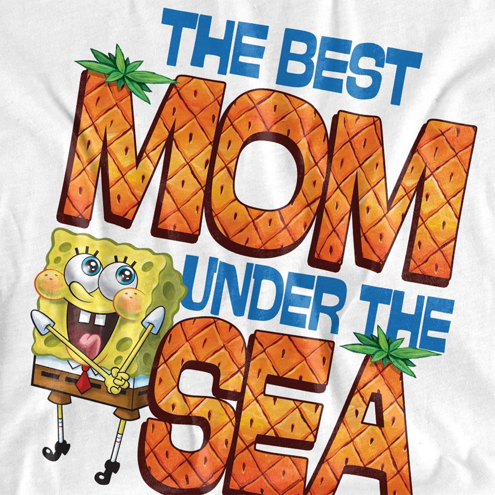 White - Side - SpongeBob SquarePants Womens-Ladies Best Mom Under The Sea Mothers Day T-Shirt