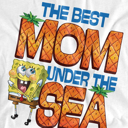 White - Side - SpongeBob SquarePants Womens-Ladies Best Mom Under The Sea Mothers Day T-Shirt