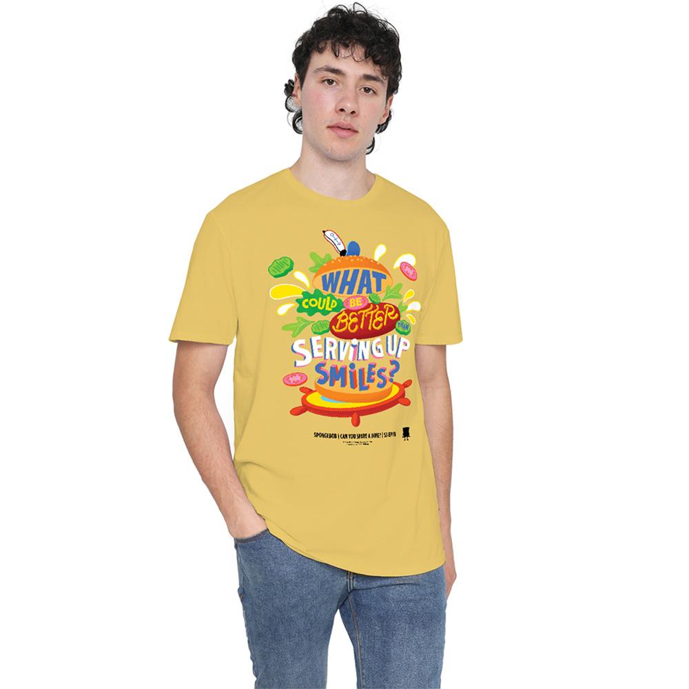 Banana Yellow - Back - SpongeBob SquarePants Unisex Adult Serving Up Smiles T-Shirt