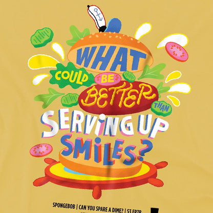 Banana Yellow - Side - SpongeBob SquarePants Unisex Adult Serving Up Smiles T-Shirt