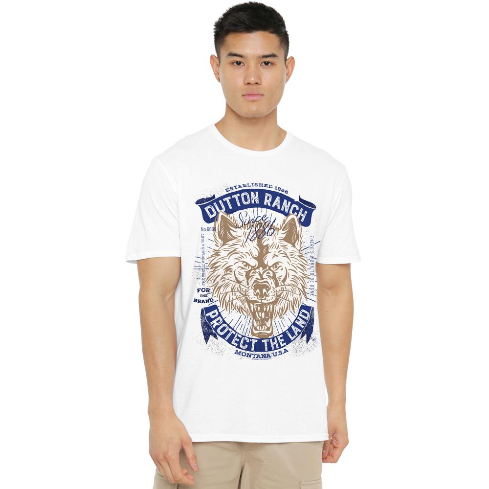 Athletic Heather - Back - Yellowstone Unisex Adult Protect The Land Wolf Heather T-Shirt