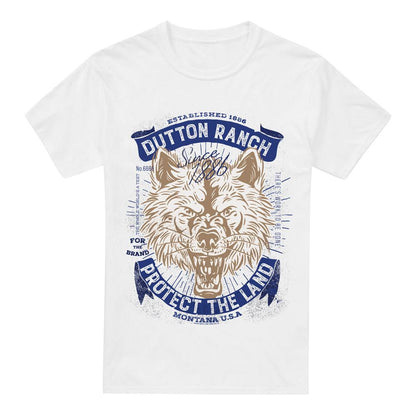 Athletic Heather - Front - Yellowstone Unisex Adult Protect The Land Wolf Heather T-Shirt