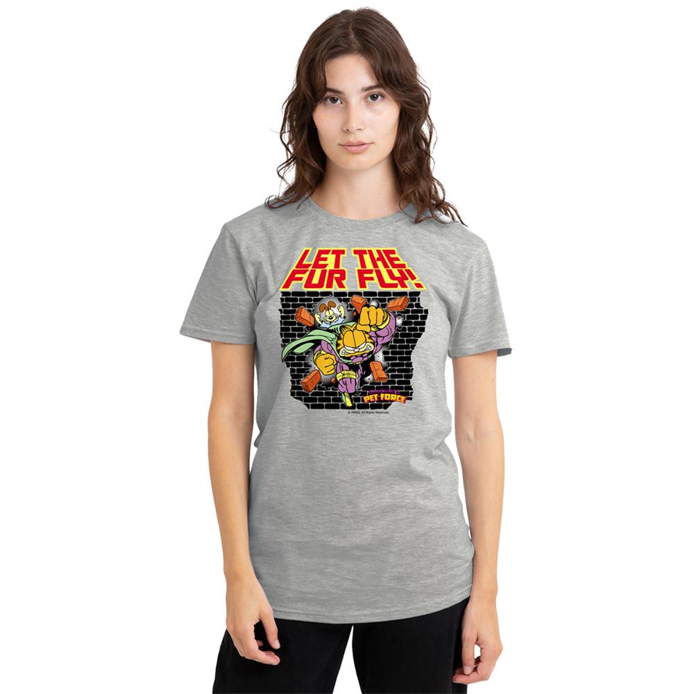 Athletic Heather - Back - Garfield Womens-Ladies Let The Fur Fly Heather T-Shirt