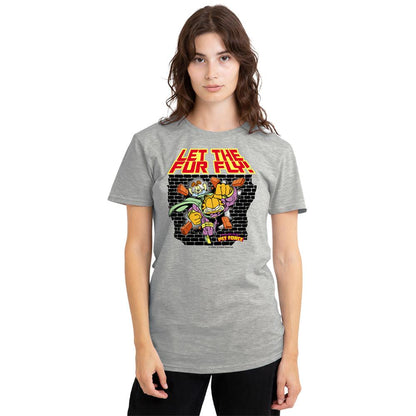 Athletic Heather - Back - Garfield Womens-Ladies Let The Fur Fly Heather T-Shirt