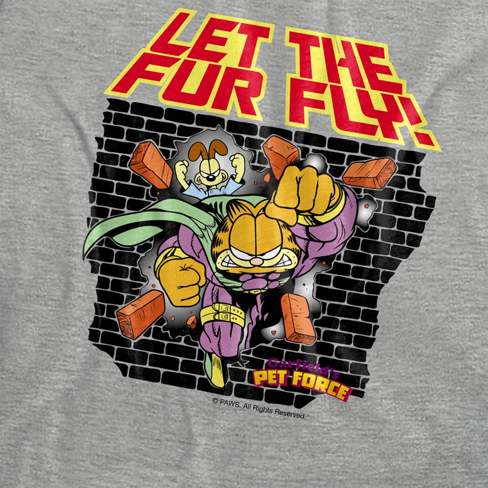 Athletic Heather - Side - Garfield Womens-Ladies Let The Fur Fly Heather T-Shirt