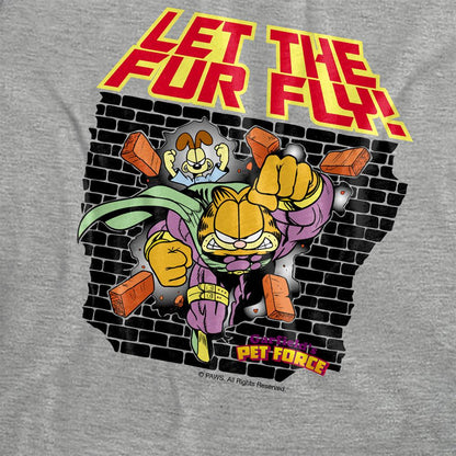 Athletic Heather - Side - Garfield Womens-Ladies Let The Fur Fly Heather T-Shirt