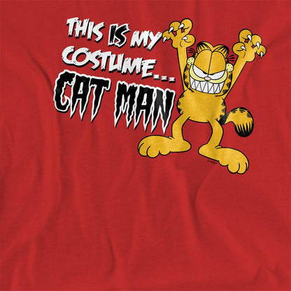 Red - Side - Garfield Womens-Ladies Cat Man T-Shirt