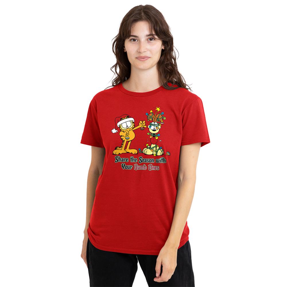 Red - Back - Garfield Womens-Ladies Share The Season T-Shirt