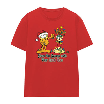 Red - Front - Garfield Womens-Ladies Share The Season T-Shirt